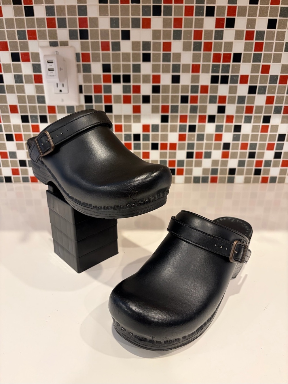 Dansko Black Leather Open-Back Clog - 41 EU (9.5-10 US)